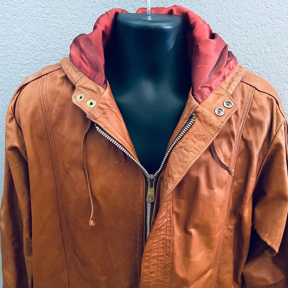 East West Musical Instruments Vintage 60s 70s RARE Hooded Leather Jacket - Picture 4 of 9